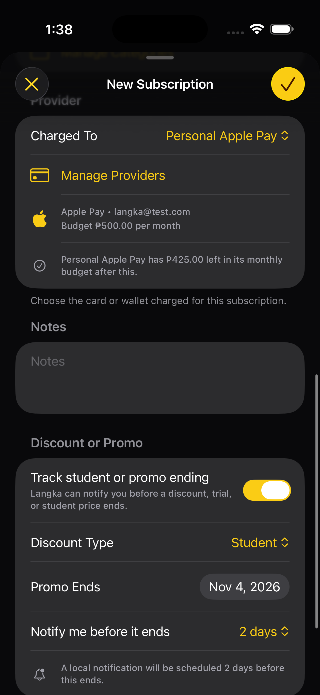 Langka discount and reminder setup